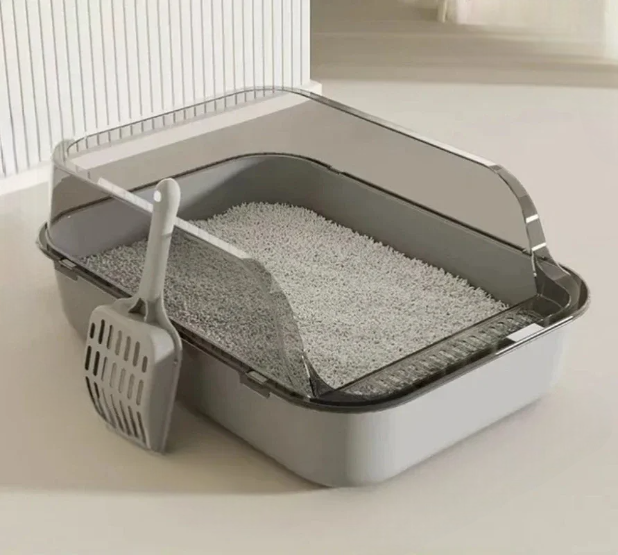 Semi-Enclosed Cat Litter Box
